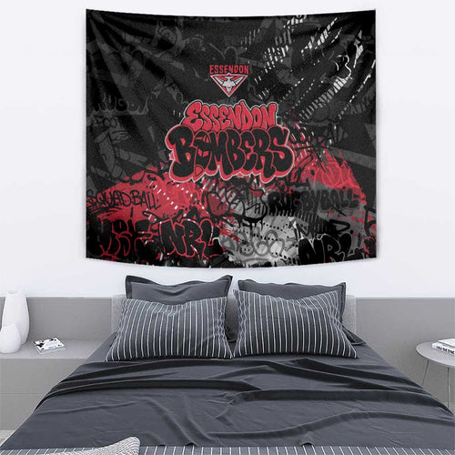 Essendon Bombers Tapestry Urban Graffiti Street Art - Bold Abstract Spray Paint