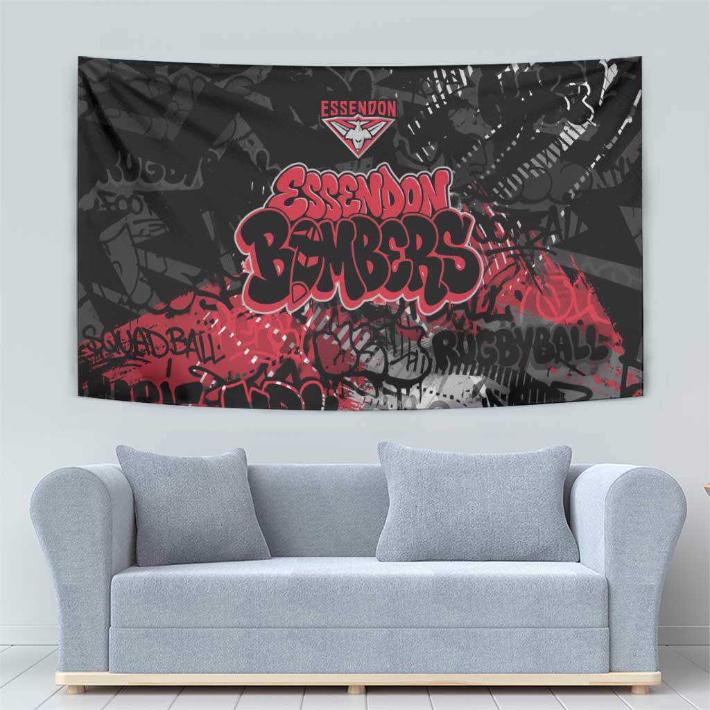 Essendon Bombers Tapestry Urban Graffiti Street Art - Bold Abstract Spray Paint