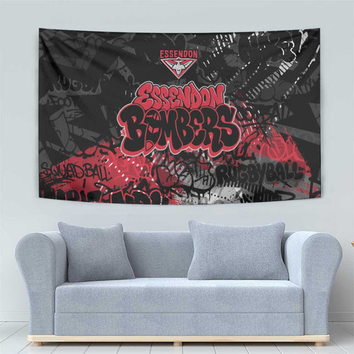 Essendon Bombers Tapestry Urban Graffiti Street Art - Bold Abstract Spray Paint