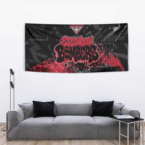 Essendon Bombers Tapestry Urban Graffiti Street Art - Bold Abstract Spray Paint