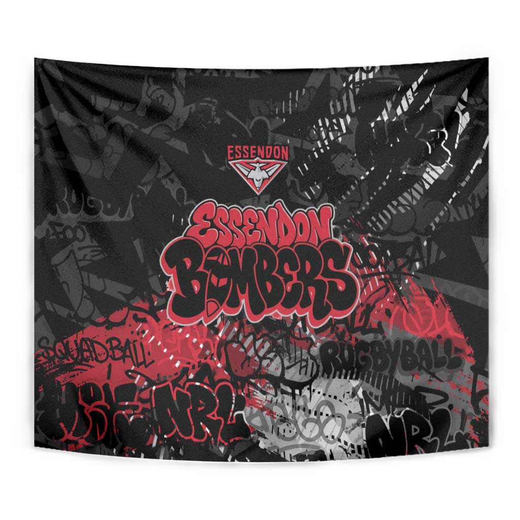 Essendon Bombers Tapestry Urban Graffiti Street Art - Bold Abstract Spray Paint