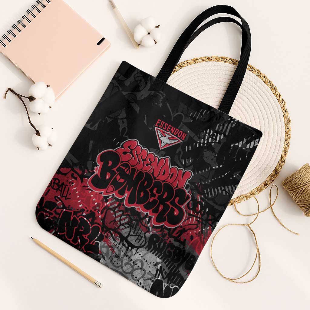 Essendon Bombers Tote Bag Urban Graffiti Street Art - Bold Abstract Spray Paint
