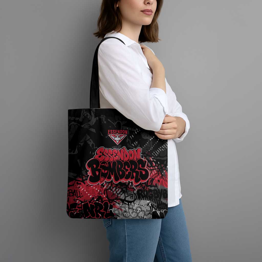 Essendon Bombers Tote Bag Urban Graffiti Street Art - Bold Abstract Spray Paint