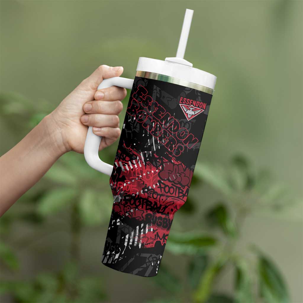 Essendon Bombers Tumbler With Handle Urban Graffiti Street Art - Bold Abstract Spray Paint