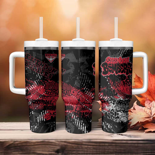 Essendon Bombers Tumbler With Handle Urban Graffiti Street Art - Bold Abstract Spray Paint