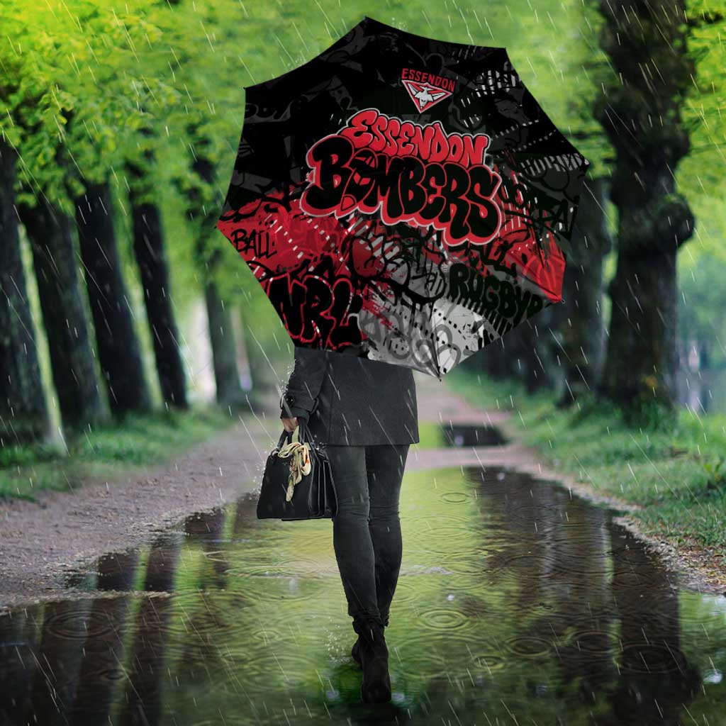 Essendon Bombers Umbrella Urban Graffiti Street Art - Bold Abstract Spray Paint