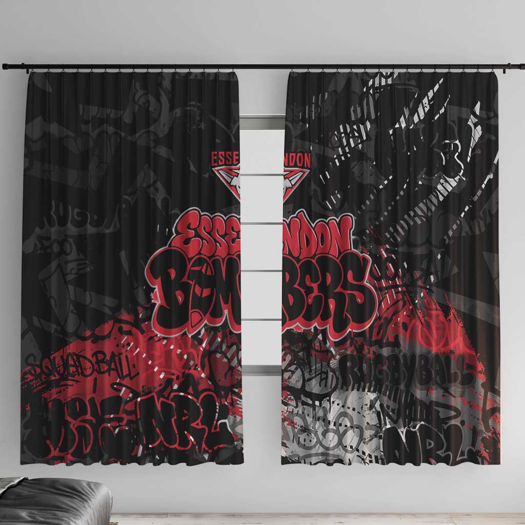 Essendon Bombers Window Curtain Urban Graffiti Street Art - Bold Abstract Spray Paint