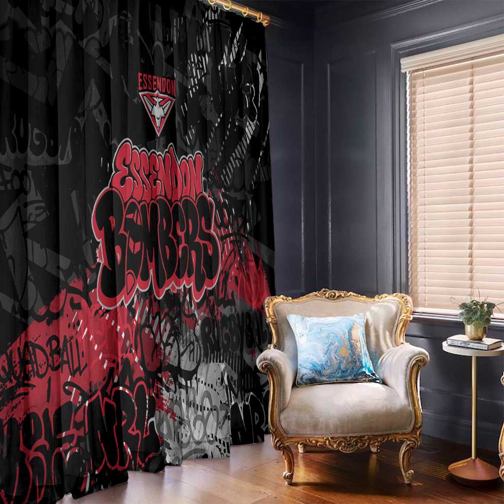 Essendon Bombers Window Curtain Urban Graffiti Street Art - Bold Abstract Spray Paint