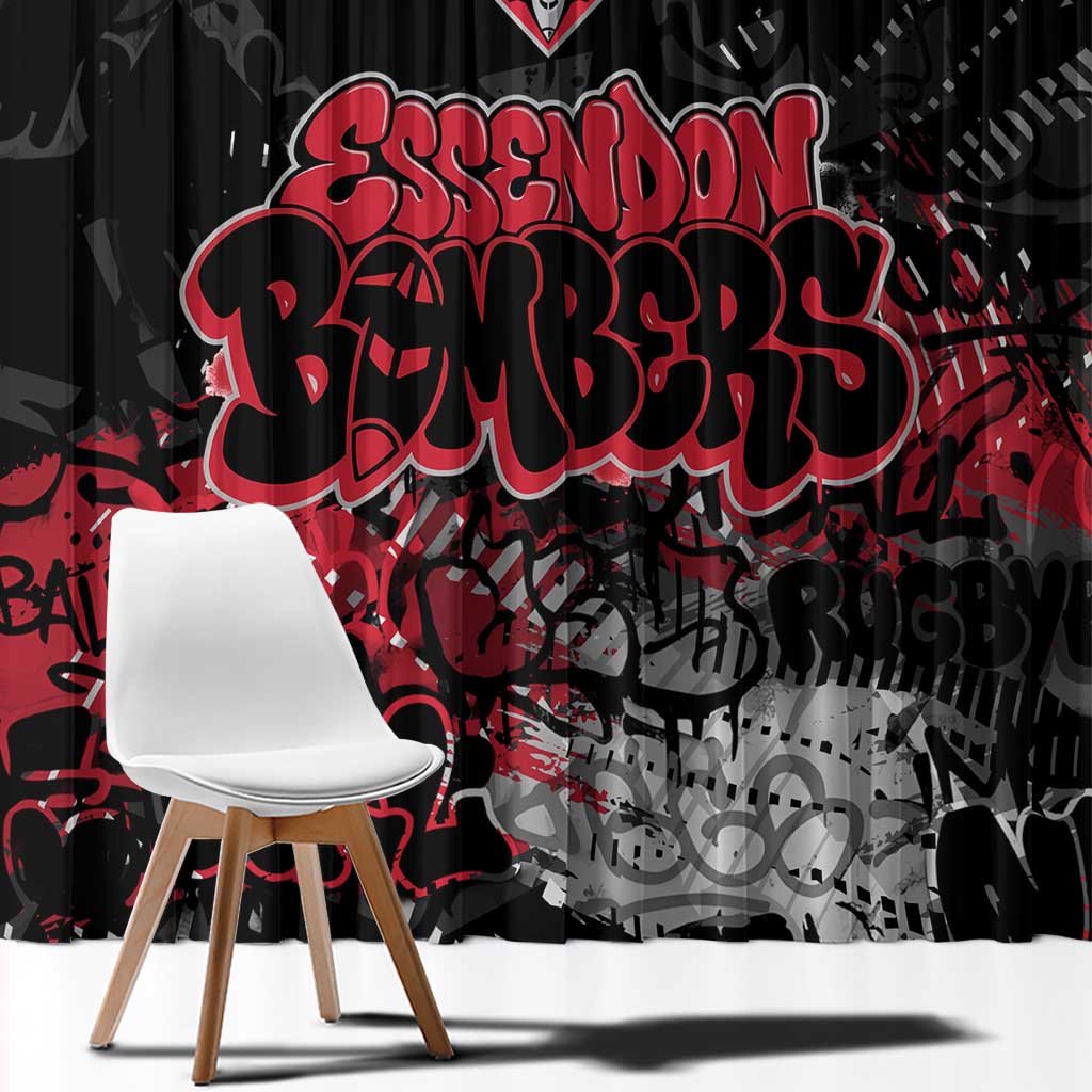 Essendon Bombers Window Curtain Urban Graffiti Street Art - Bold Abstract Spray Paint