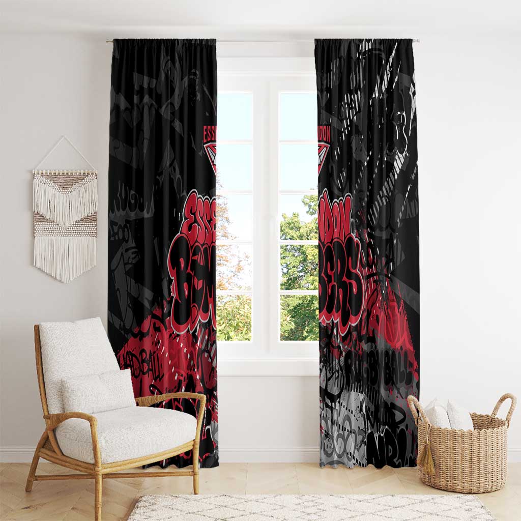 Essendon Bombers Window Curtain Urban Graffiti Street Art - Bold Abstract Spray Paint