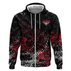 Essendon Bombers Zip Hoodie Urban Graffiti Street Art - Bold Abstract Spray Paint
