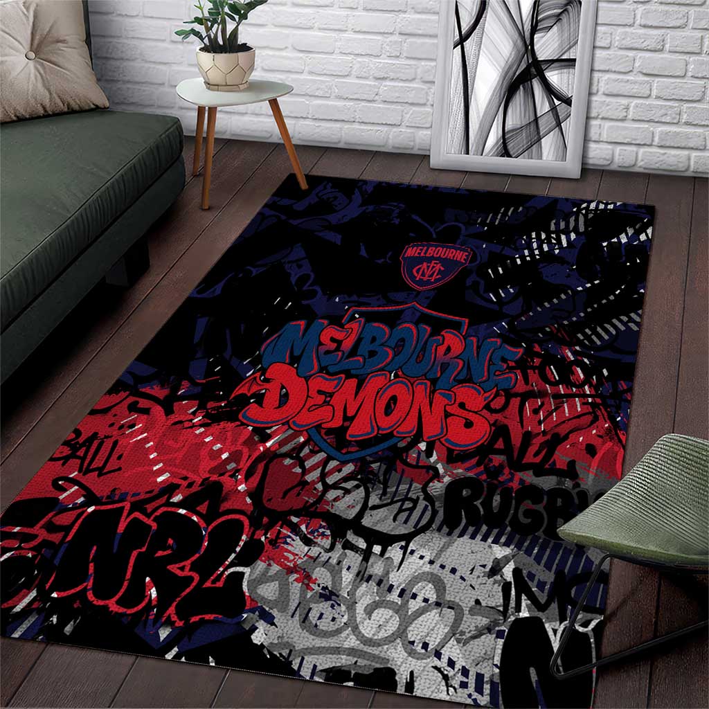Melbourne Demons Area Rug Urban Graffiti Street Art - Bold Abstract Spray Paint