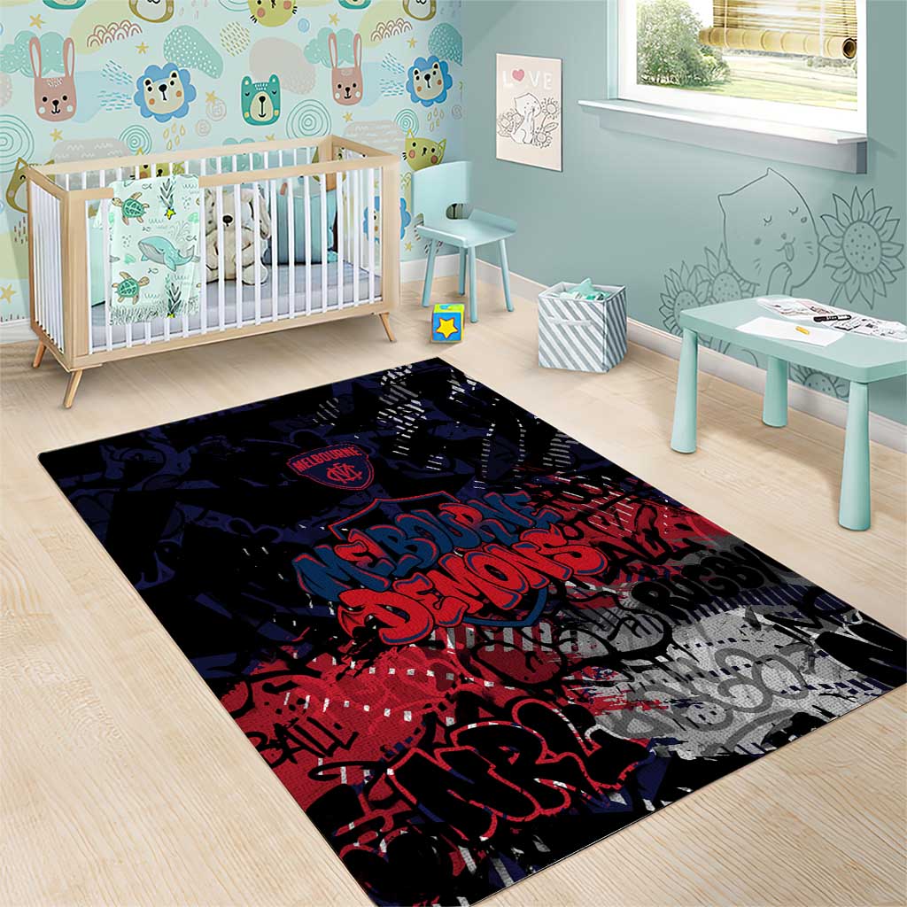 Melbourne Demons Area Rug Urban Graffiti Street Art - Bold Abstract Spray Paint