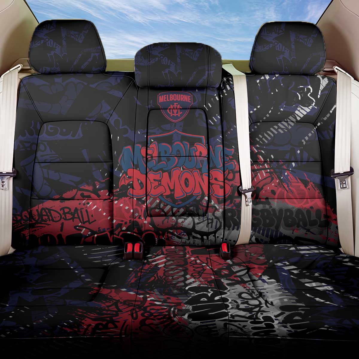 Melbourne Demons Back Car Seat Cover Urban Graffiti Street Art - Bold Abstract Spray Paint