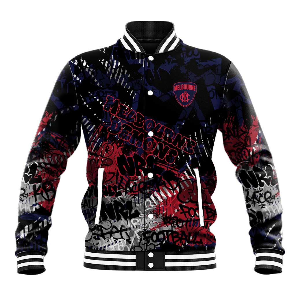 Melbourne Demons Baseball Jacket Urban Graffiti Street Art - Bold Abstract Spray Paint