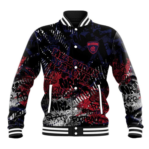 Melbourne Demons Baseball Jacket Urban Graffiti Street Art - Bold Abstract Spray Paint