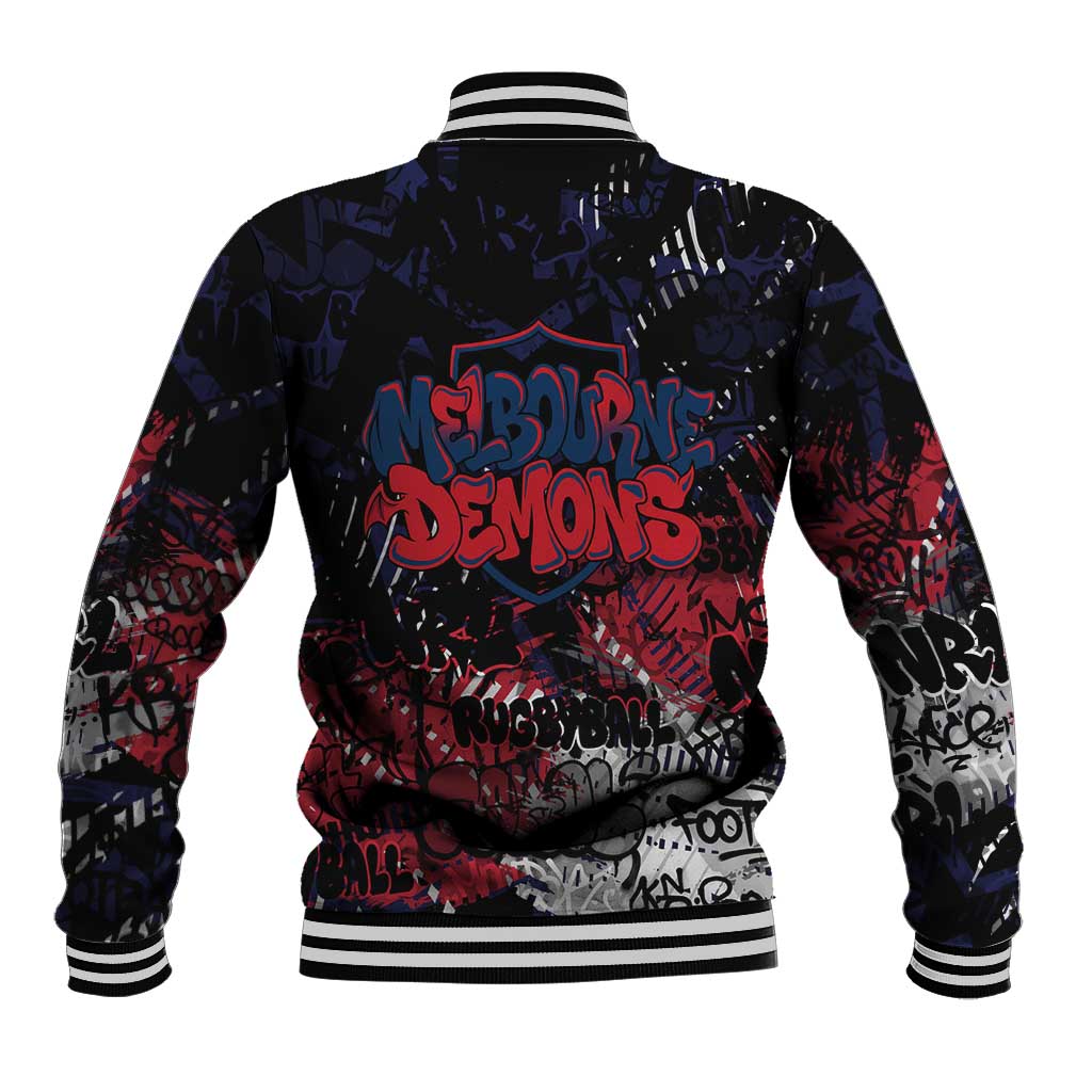 Melbourne Demons Baseball Jacket Urban Graffiti Street Art - Bold Abstract Spray Paint