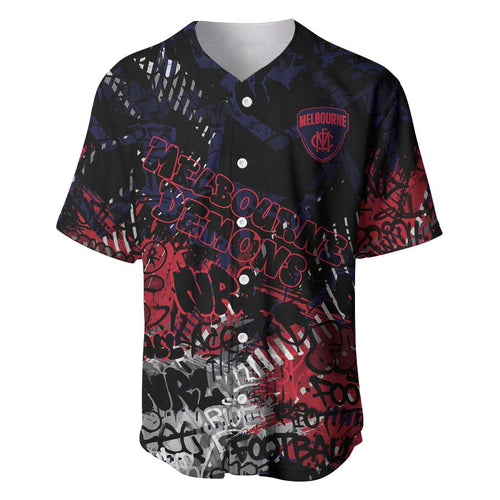 Melbourne Demons Baseball Jersey Urban Graffiti Street Art - Bold Abstract Spray Paint