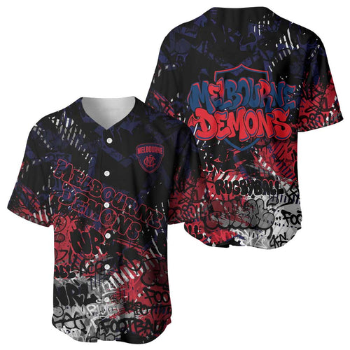 Melbourne Demons Baseball Jersey Urban Graffiti Street Art - Bold Abstract Spray Paint