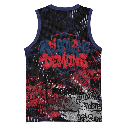 Melbourne Demons Basketball Jersey Urban Graffiti Street Art - Bold Abstract Spray Paint