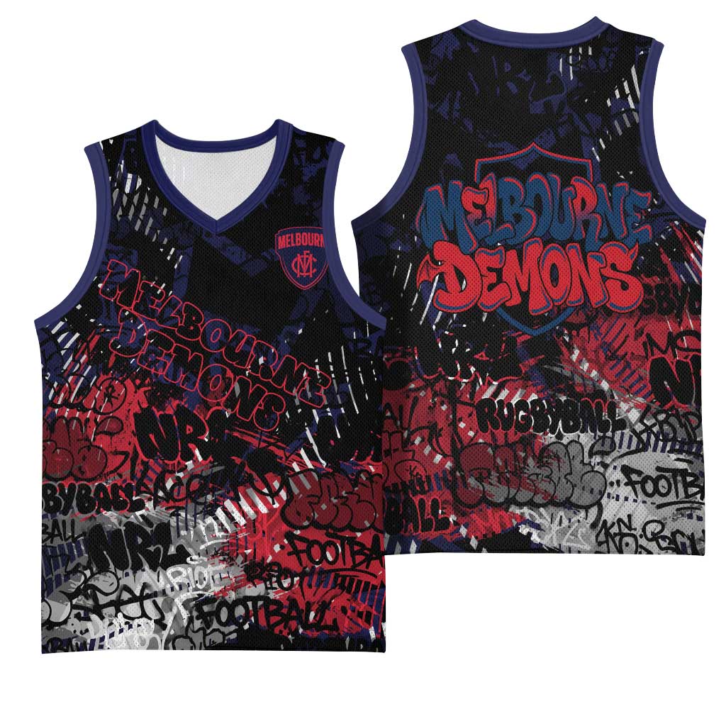 Melbourne Demons Basketball Jersey Urban Graffiti Street Art - Bold Abstract Spray Paint