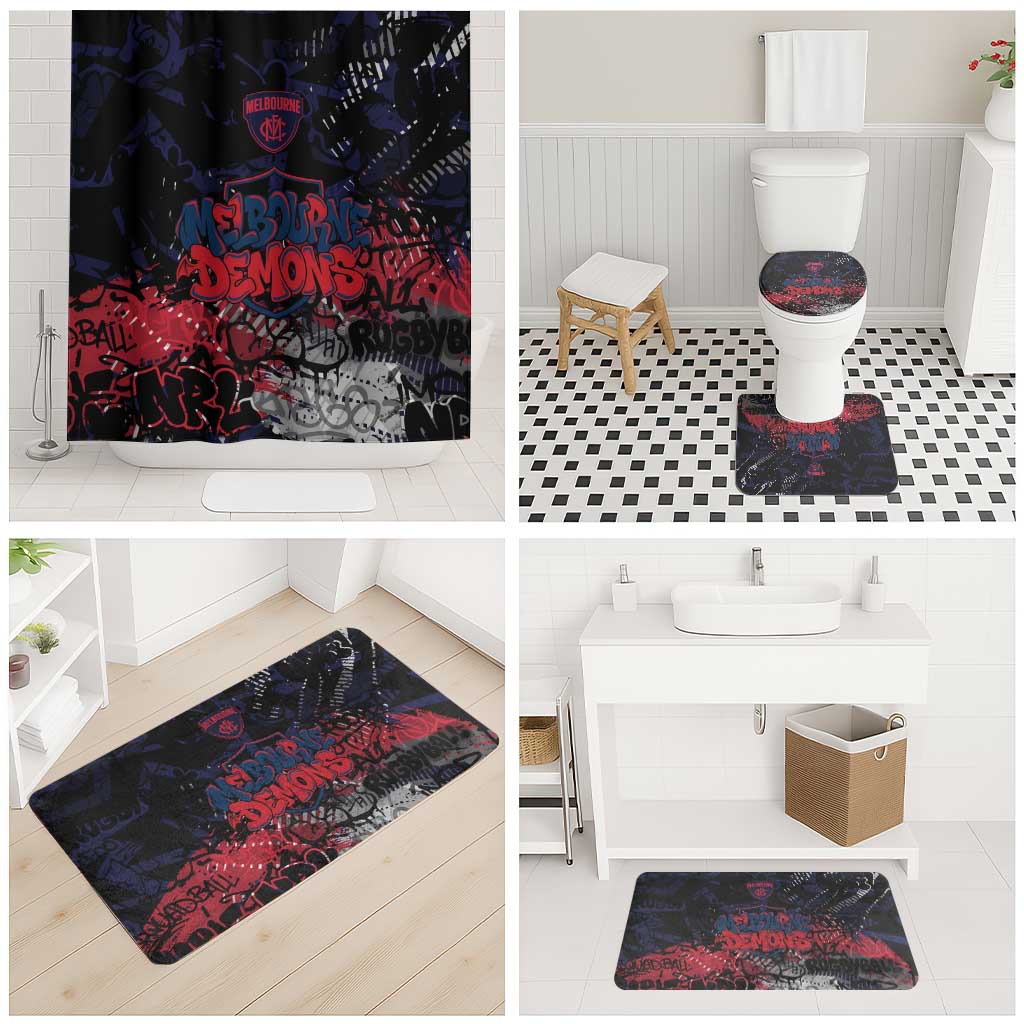 Melbourne Demons Bathroom Set Urban Graffiti Street Art - Bold Abstract Spray Paint