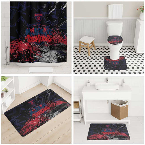 Melbourne Demons Bathroom Set Urban Graffiti Street Art - Bold Abstract Spray Paint
