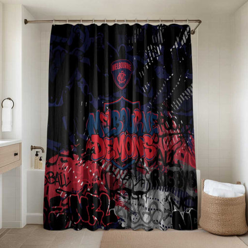 Melbourne Demons Bathroom Set Urban Graffiti Street Art - Bold Abstract Spray Paint