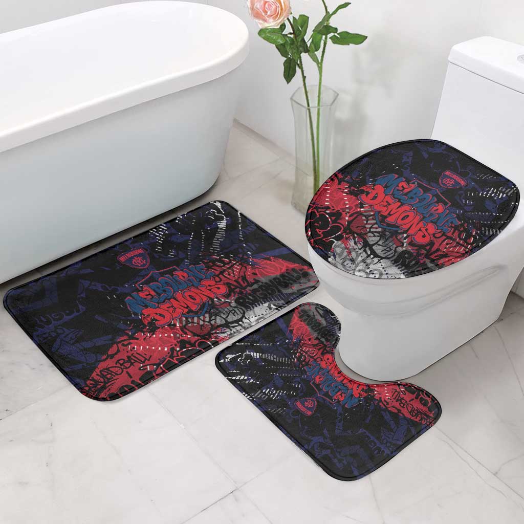 Melbourne Demons Bathroom Set Urban Graffiti Street Art - Bold Abstract Spray Paint