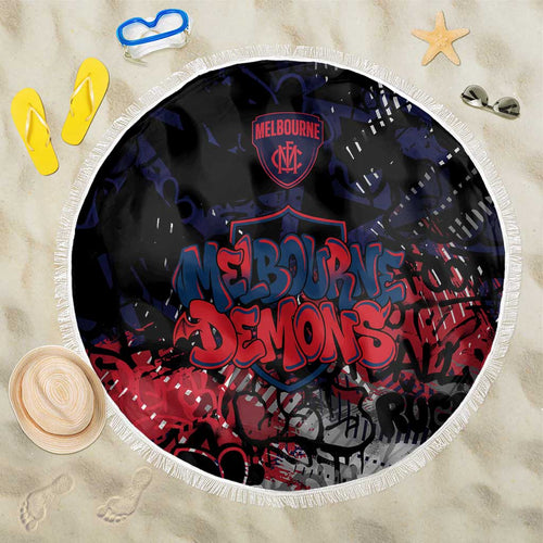 Melbourne Demons Beach Blanket Urban Graffiti Street Art - Bold Abstract Spray Paint