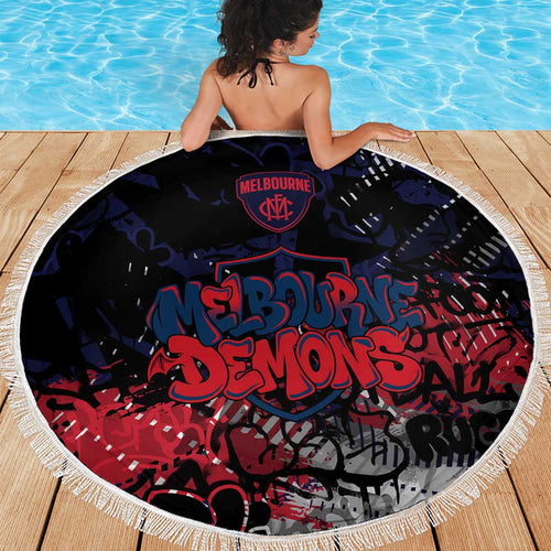 Melbourne Demons Beach Blanket Urban Graffiti Street Art - Bold Abstract Spray Paint