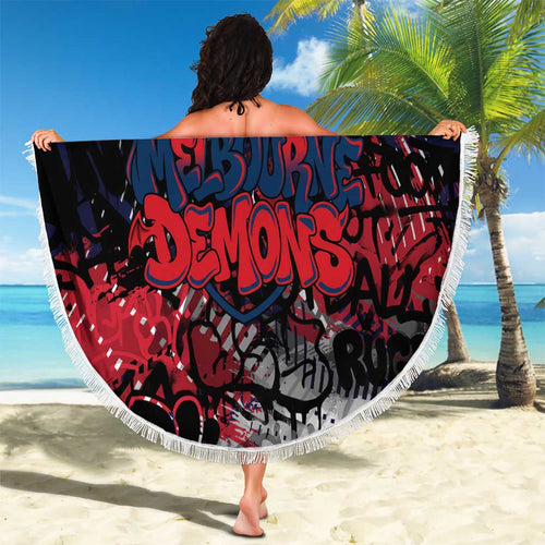 Melbourne Demons Beach Blanket Urban Graffiti Street Art - Bold Abstract Spray Paint