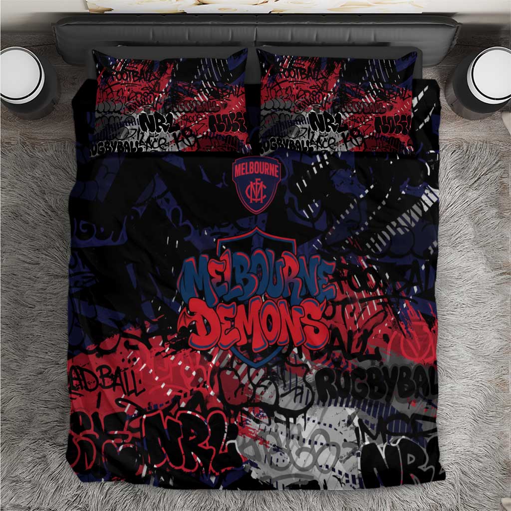 Melbourne Demons Bedding Set Urban Graffiti Street Art - Bold Abstract Spray Paint