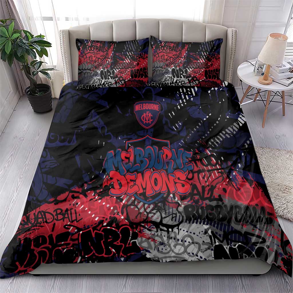 Melbourne Demons Bedding Set Urban Graffiti Street Art - Bold Abstract Spray Paint