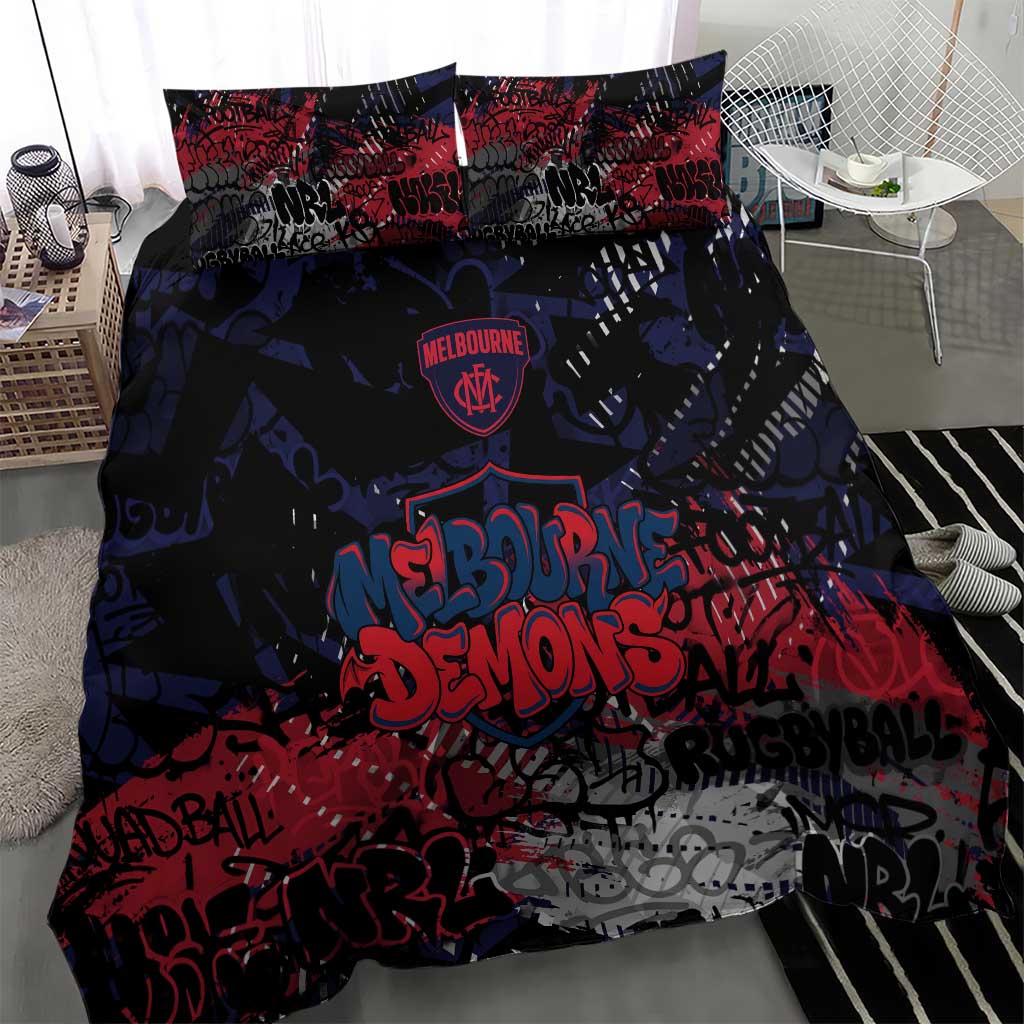 Melbourne Demons Bedding Set Urban Graffiti Street Art - Bold Abstract Spray Paint