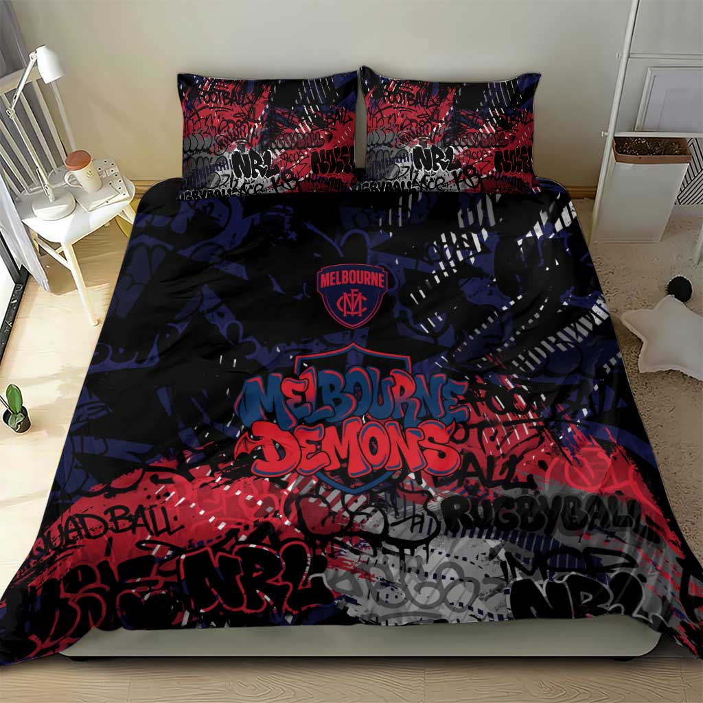 Melbourne Demons Bedding Set Urban Graffiti Street Art - Bold Abstract Spray Paint