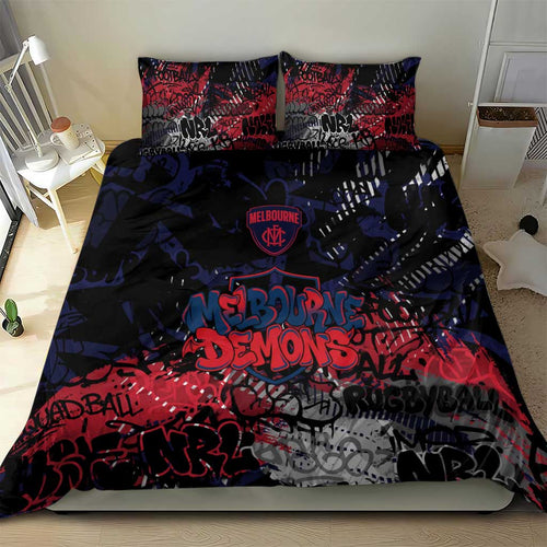 Melbourne Demons Bedding Set Urban Graffiti Street Art - Bold Abstract Spray Paint