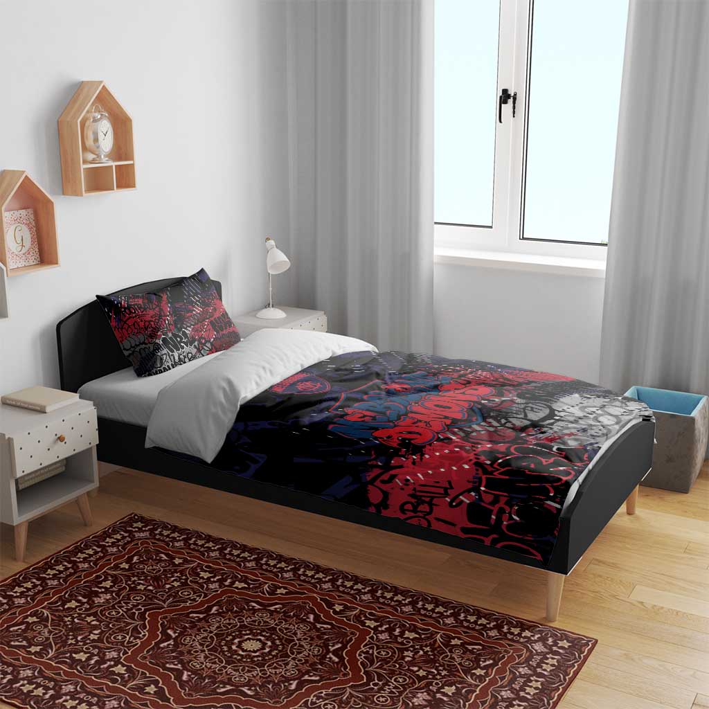Melbourne Demons Bedding Set Urban Graffiti Street Art - Bold Abstract Spray Paint
