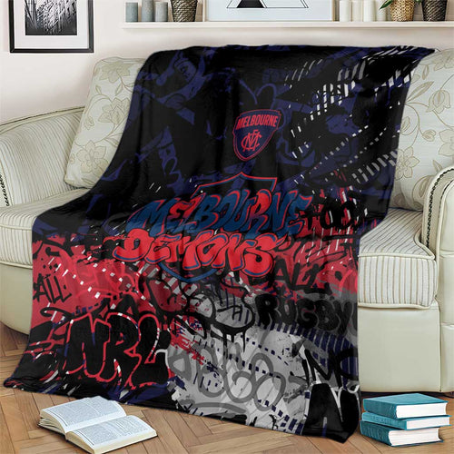 Melbourne Demons Blanket Urban Graffiti Street Art - Bold Abstract Spray Paint
