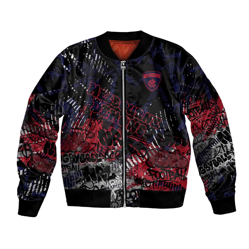 Melbourne Demons Bomber Jacket Urban Graffiti Street Art - Bold Abstract Spray Paint