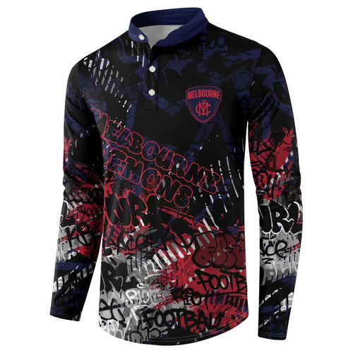 Melbourne Demons Button Sweatshirt Urban Graffiti Street Art - Bold Abstract Spray Paint