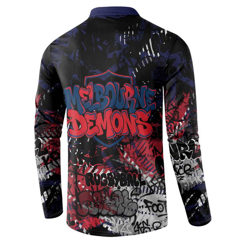Melbourne Demons Button Sweatshirt Urban Graffiti Street Art - Bold Abstract Spray Paint