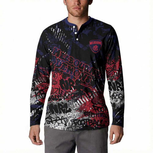 Melbourne Demons Button Sweatshirt Urban Graffiti Street Art - Bold Abstract Spray Paint