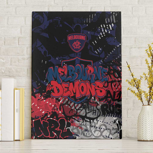 Melbourne Demons Canvas Wall Art Urban Graffiti Street Art - Bold Abstract Spray Paint