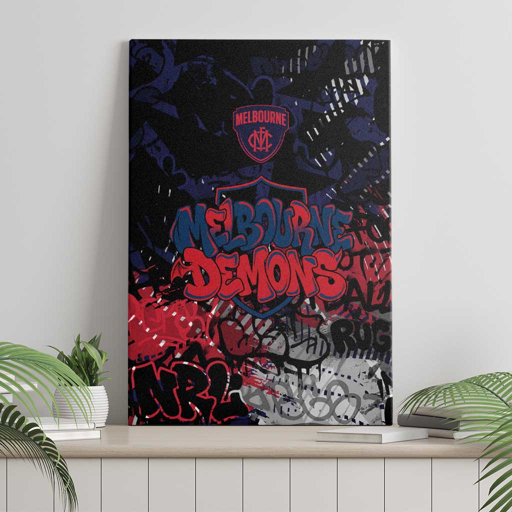 Melbourne Demons Canvas Wall Art Urban Graffiti Street Art - Bold Abstract Spray Paint