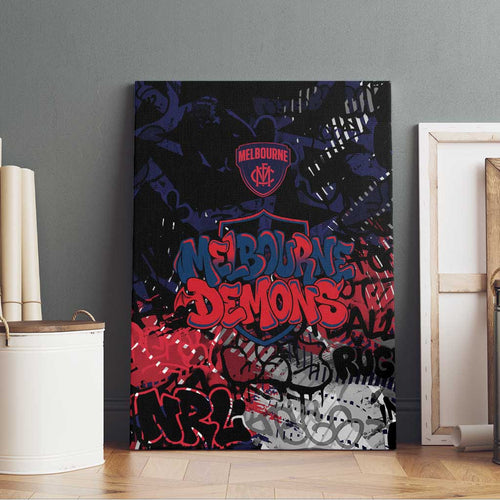 Melbourne Demons Canvas Wall Art Urban Graffiti Street Art - Bold Abstract Spray Paint