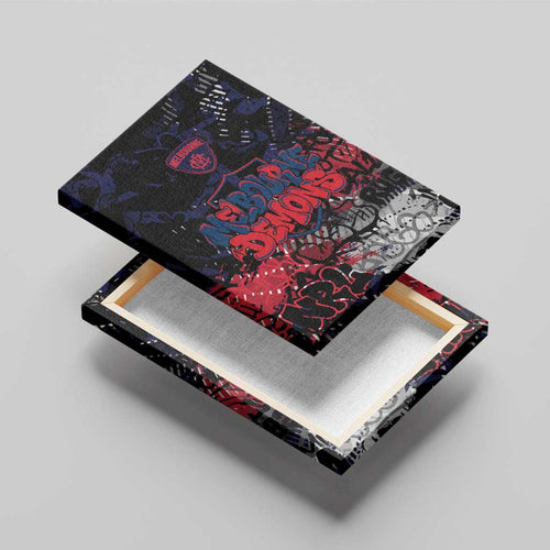 Melbourne Demons Canvas Wall Art Urban Graffiti Street Art - Bold Abstract Spray Paint