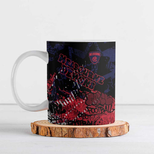 Melbourne Demons Ceramic Mug Urban Graffiti Street Art - Bold Abstract Spray Paint