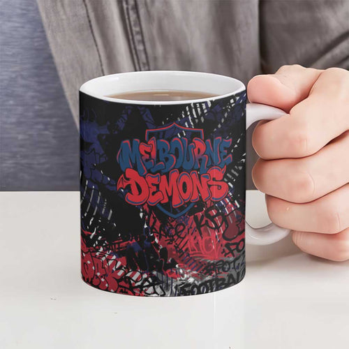 Melbourne Demons Ceramic Mug Urban Graffiti Street Art - Bold Abstract Spray Paint
