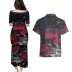 Melbourne Demons Couples Matching Puletasi and Hawaiian Shirt Urban Graffiti Street Art - Bold Abstract Spray Paint